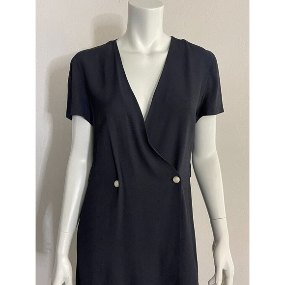 Rag & Bone S Dress Black Short V Neck Single Double Breasted Cap Sleeve - Picture 2 of 6